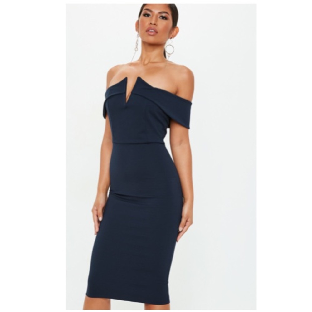 Navy sleeveless midi bodycon dress Missguided Medi - Picture 4 of 6